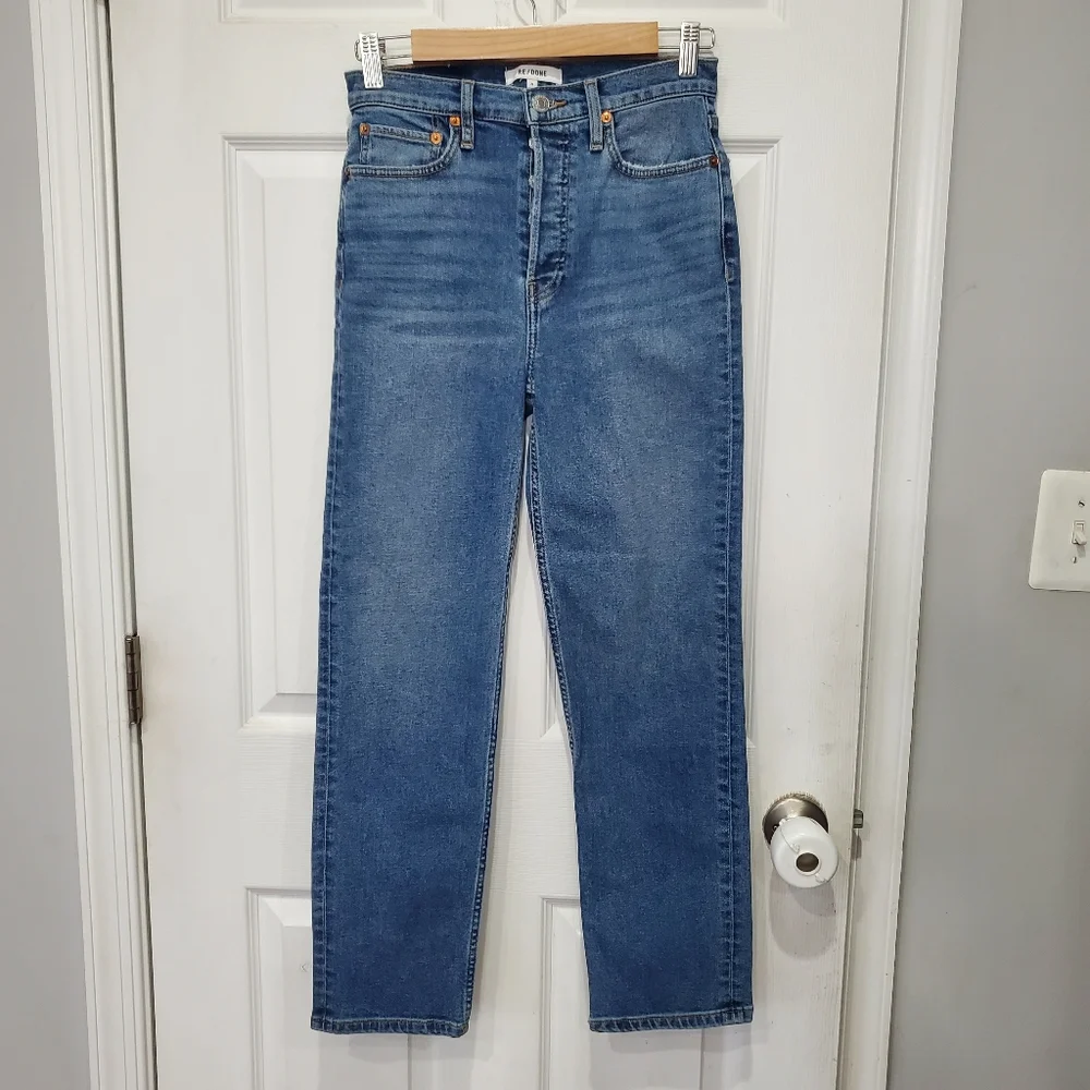 RE/DONE 70s High Rise Stove Pipe straight-leg jeans Size 26 - Picture 1 of 14